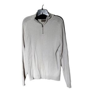XG Brand Cream Cotton-Blend Ribbed Quarter Zip Long Sleeve Sweater Size XXL